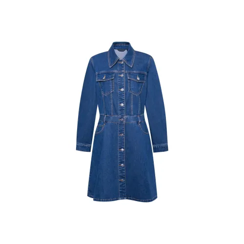 Hush Puppies Длинное платье с длинными рукавами женское джинсовый синий