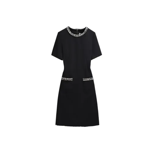 Silky Queen Короткий рукав Платье Женское Черное