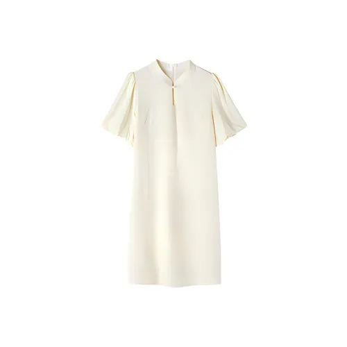 MT SS24 Короткий рукав Платье Женское Экрю