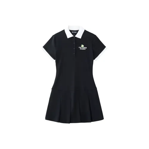 FILA FUSION Культура Короткий рукав Платье Женское Глубокий черный