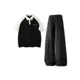 Чёрный Белый Топ + Чёрный Низ