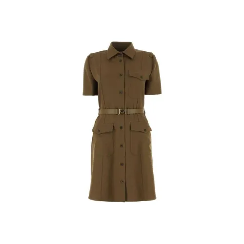 PRADA Короткий рукав Платье Женское Зеленое