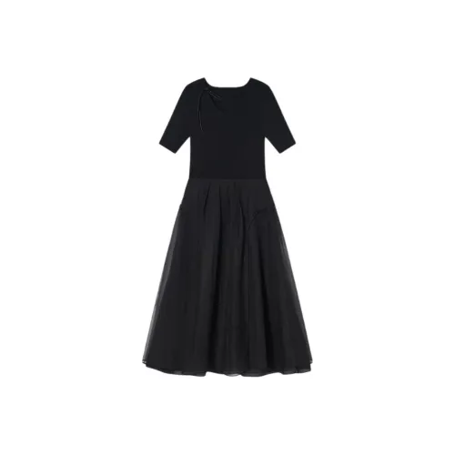 Goodland SS24 Короткое платье с короткими рукавами женское черное