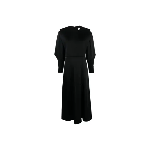 JIL SANDER Черное Женское Длинное Платье с Рукавами