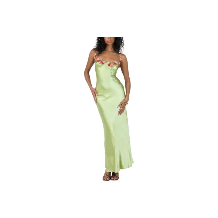 strapless open back dress Fringed Plunge-Neck Maxi Dress in Wine Red - 4