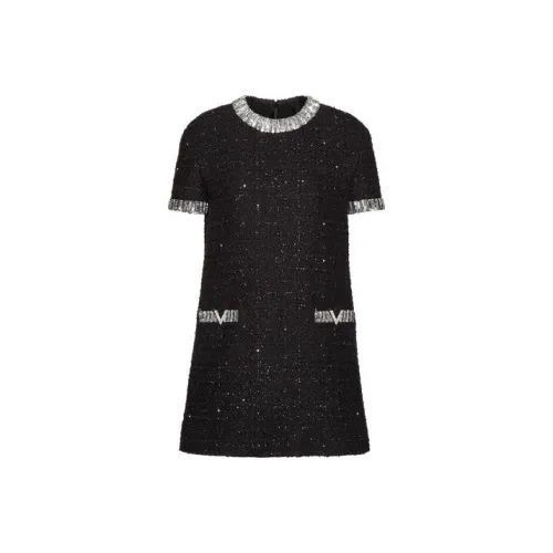 Valentino FW23 Короткий рукав Платье Женское Черное