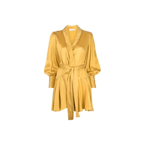 Zimmermann Желтое Женское Длинное Платье с Рукавами