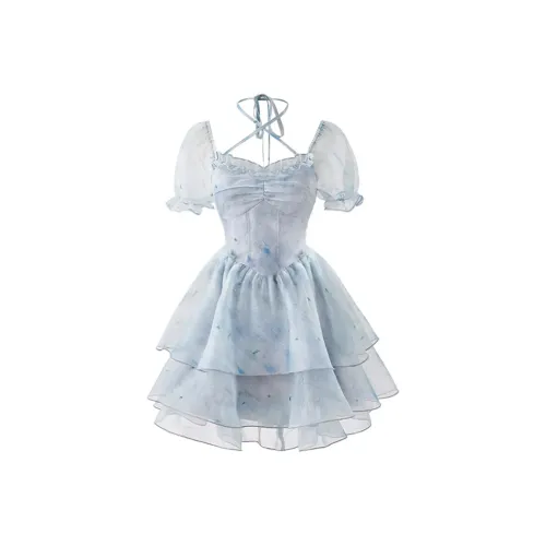 Local Gal Короткий рукав Платье Женское Синий