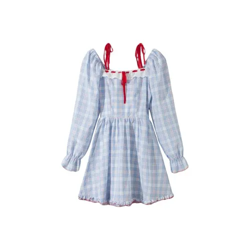 ARIADNAW STUDIO Длинное платье с длинными рукавами женское синее