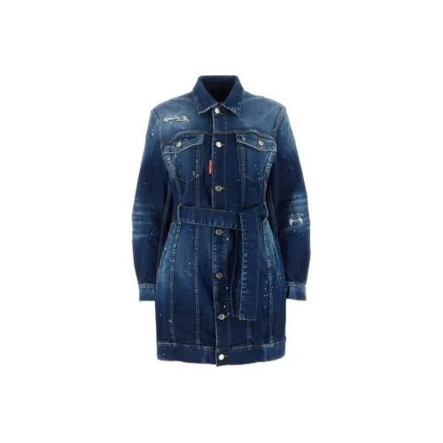 DSQUARED 2 Длинное платье с длинными рукавами женское темно-синий