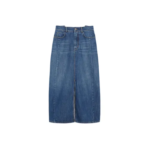 WEEKEND MaxMara Denim Long Skirt Women's Navy Blue