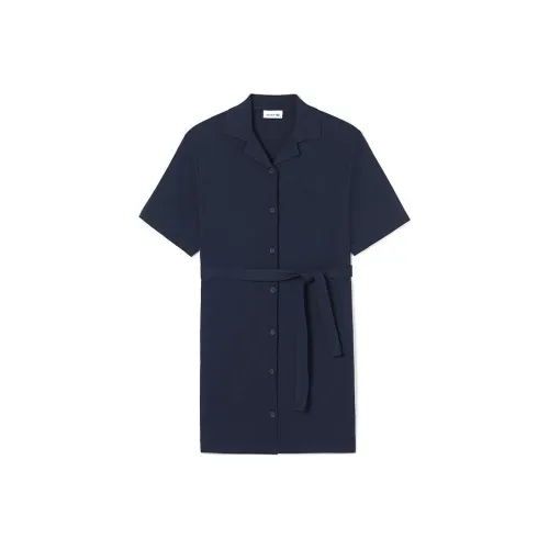 LACOSTE Collaboration Короткое платье с короткими рукавами женское темно-синее