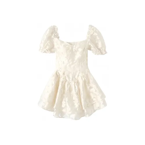 Yvetteclassic Короткий рукав Платье Женское Абрикосовое