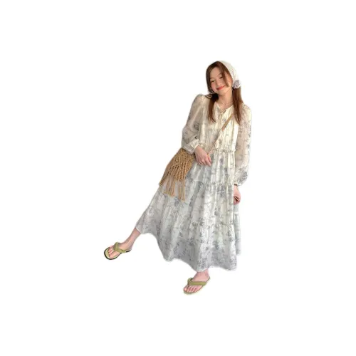 SISILYON STUDIO Длинное платье с длинными рукавами женское чернильно-синий