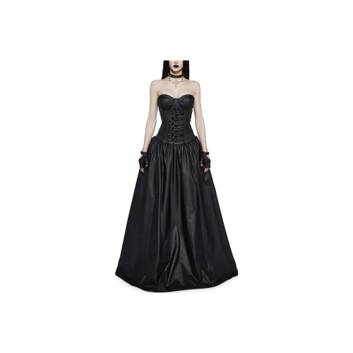 Dolls Kill Widow Thief OF Hearts Шар Гардероб и Перчатки Комплект Без рукавов Платье Женское Черное Черное