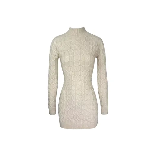 IQC Длинное платье с длинными рукавами женское бежевый абрикос