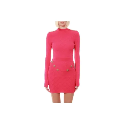 BALMAIN Розовые Женские Длинные Платья с Рукавами