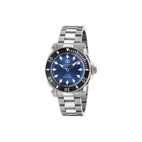 GUCCI Diving Collection Мужские часы Автоматический механический механизм Нержавеющая сталь Ремешок 40 мм Синий циферблат