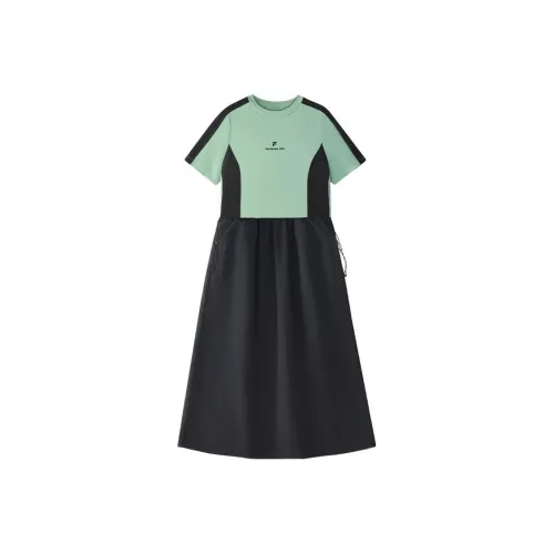FILA FUSION FOBFUSION LIFE SS25 Короткий рукав Платье Женское Темно-серый Зеленый GN
