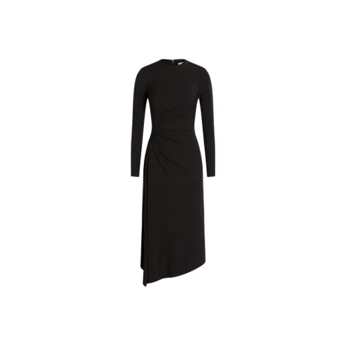 SCANLAN THEODORE Тинселл Принт Драпированный Платье Длинный Рукав Платье Женское Черное