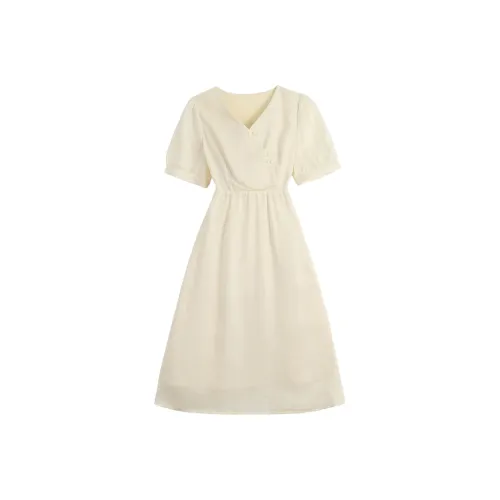 MISTVB Короткий рукав Платье Женское Milk Puff