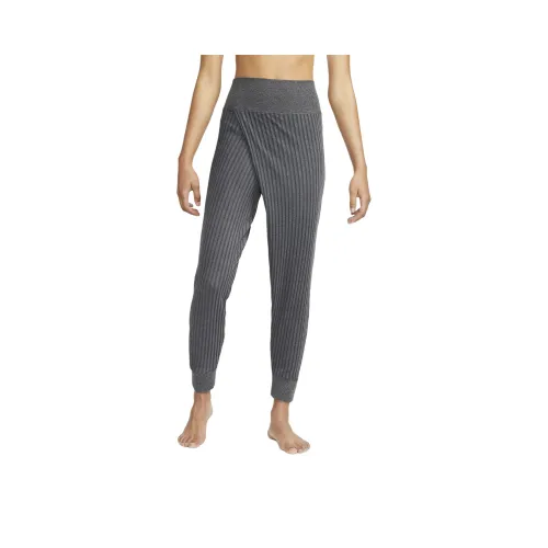 Nike Yoga Luxe Вязаные Тренировочные Брюки Женские Черный Смешанный Цвет Дымчатый Серый