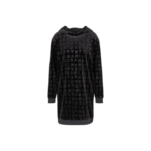 ARMANI EXCHANGEAE FW24 Длинное платье с длинными рукавами женское черное