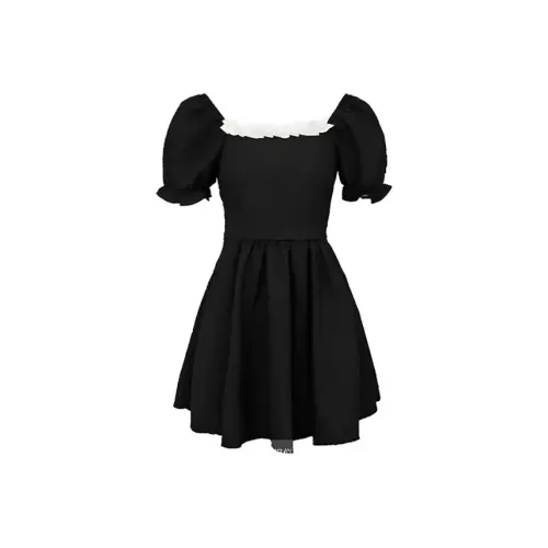BIFH Короткий рукав Платье Женское Черное