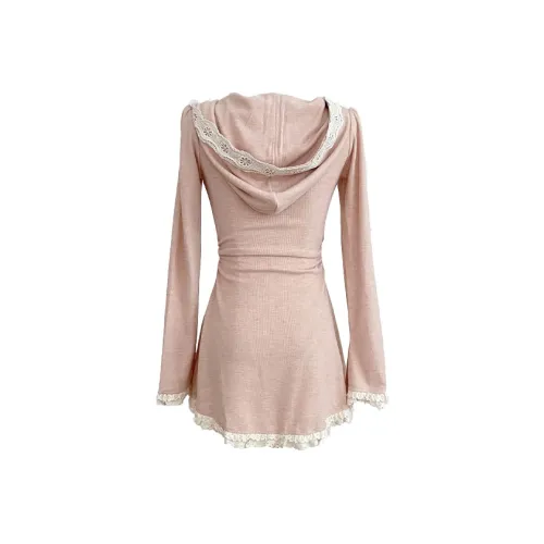 BDGU Длинное платье с длинными рукавами женское розовое