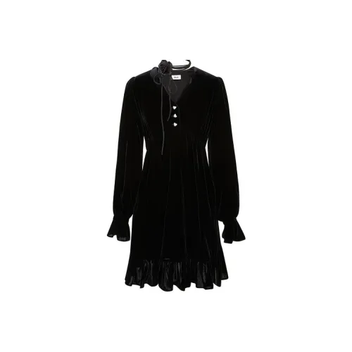 d'zzit Длинное платье с длинными рукавами женское черное