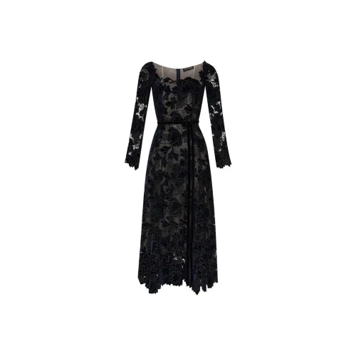 Oscar De La Renta SS24 Длинное платье с длинными рукавами женское черное