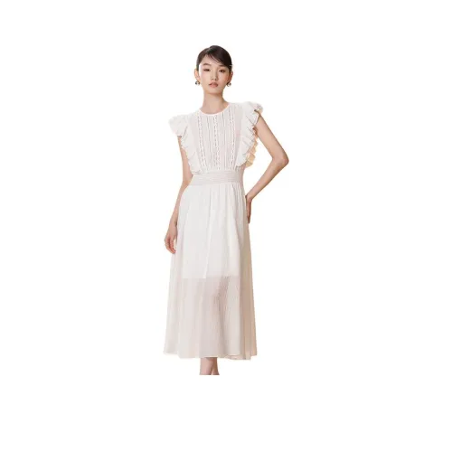 Caroline Короткий рукав Платье Женское белое