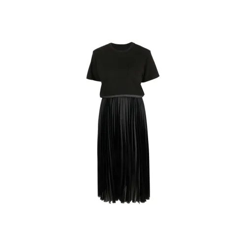 Sacai Короткий рукав Платье Женское Черное