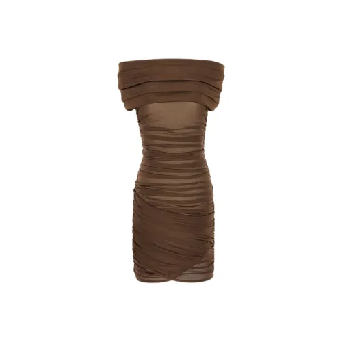 SAINT LAURENT SS24 Формальное платье Без рукавов Женское Умбра