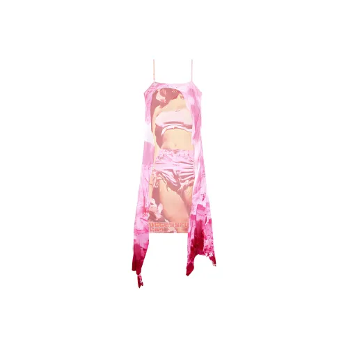 DIESEL FW24 Slip Платье Женское Розовый Белый