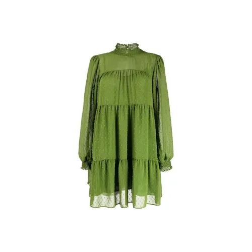 MICHAEL KORS SS22 Длинное платье с длинными рукавами женское зеленое