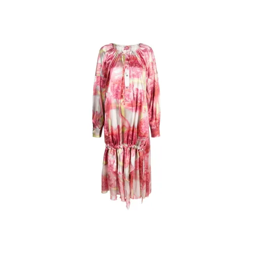 DIESEL Длинное платье с длинными рукавами женское розовое