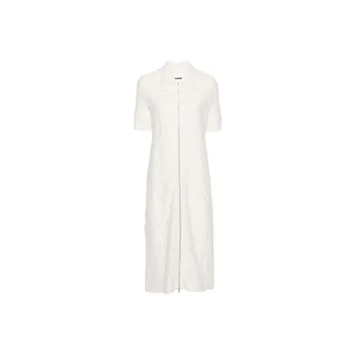 JIL SANDER Белое Женское Короткое Платье с Рукавами