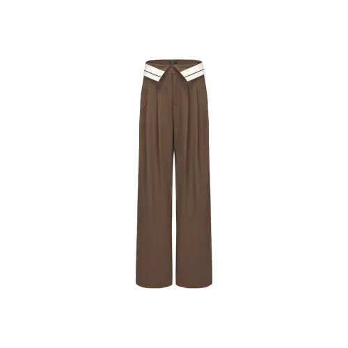 GIMING Повседневные брюки Женские Кофе+Белый