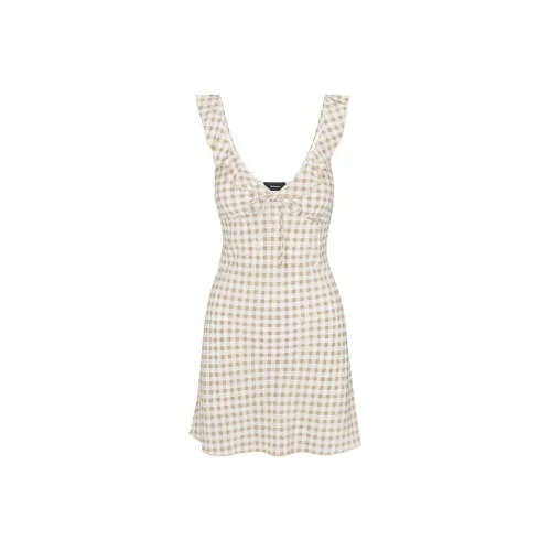 Réalisation Par Коричневый GINGHAM Свет Чай Полосы Клетчатый Женские Платья без рукавов