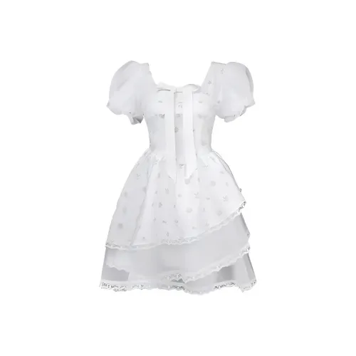 SCCREBEL OFFICIAL Короткий рукав Платье Женское Белое