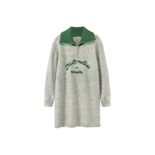 NO ONE ELSE Длинное платье с длинными рукавами женское темно-серый вереск