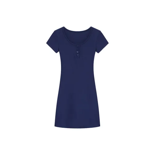 PLANE DRIFT Короткий рукав Платье Женское Темно-синий