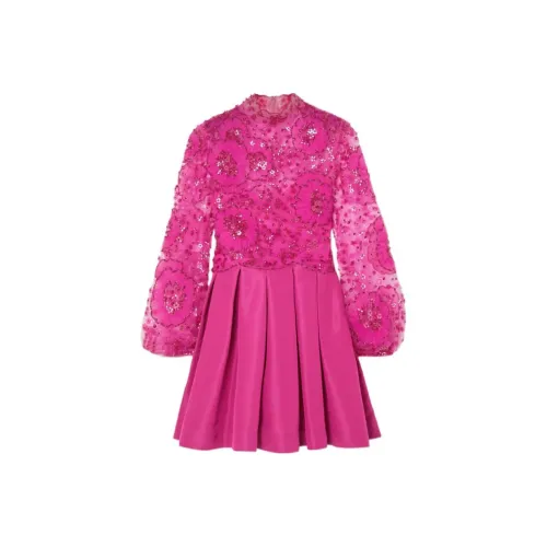 Valentino Длинное платье с длинными рукавами женское розовое