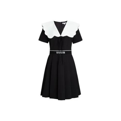 GIVH SHYH Black Женские Короткие Платья с Рукавами