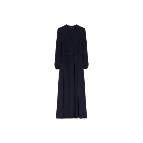 WEEKEND MaxMara Черное Женское Длинное Платье с Рукавами