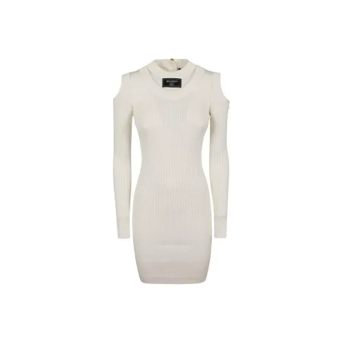 BALMAIN Длинное платье с длинными рукавами женское белое