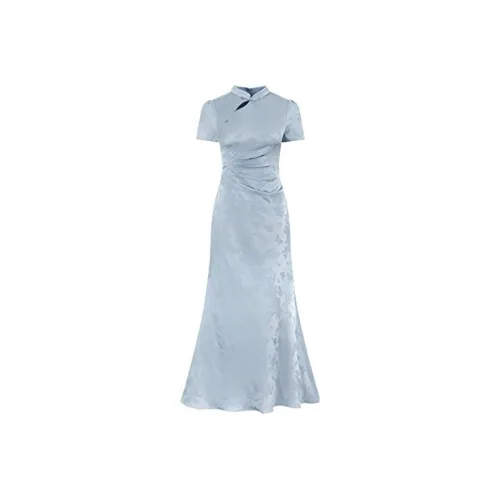 COVT Короткий рукав Платье Женское Синее