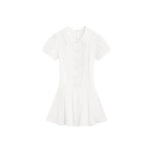 MO VOICE Короткий рукав Платье Женское Белое