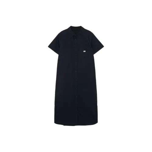 Ли совместный модель Короткий рукав Платье Женское Черное